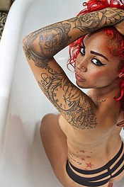 Pretty Redhead Ebony Tattooed Babe 18