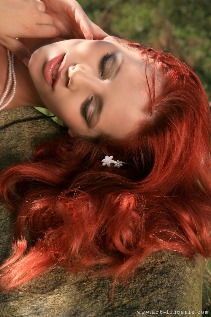 Redhead Ariel In White Lingerie 04