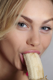 Busty Blonde Nancy Eating A Banana In Bed 05