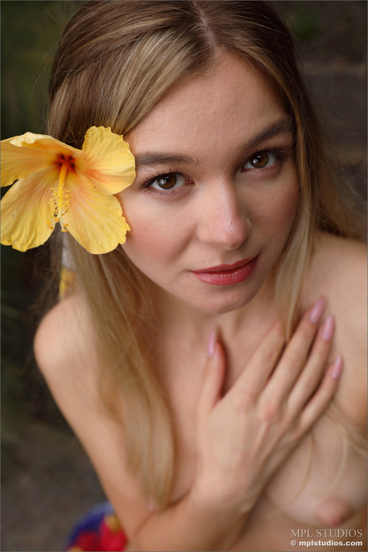 Tropical Island Blonde in Yellow Sundress: MPL Studios Garden Paradise 11