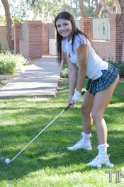 Tiny Golf Player Girl Adria Rae Strips And Spreads 03